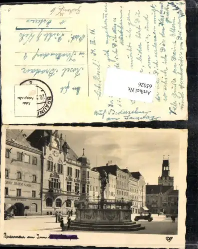 65026,Braunau am Inn Gasthaus goldene Kanone Brunnen Oldtimer Auto