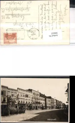 306622,Altheim Straßenansicht Geschäfte Brunnen
