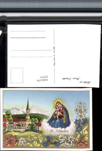 327217,Künstler AK Gruß aus Maria Schmolln Kirche Gnadenbild Enzian Edelweiß