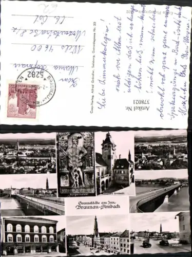 378021,Braunau Simbach am Inn Totale Brücke Zollamt Stadtplatz Mehrbildkarte