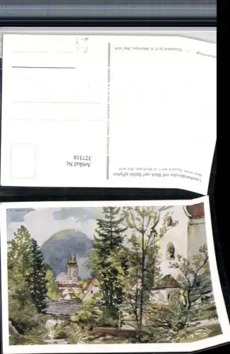 327318,Künstler AK F. X. Weidinger Leonhardkirche m. Blick auf Spital am Pyhrn