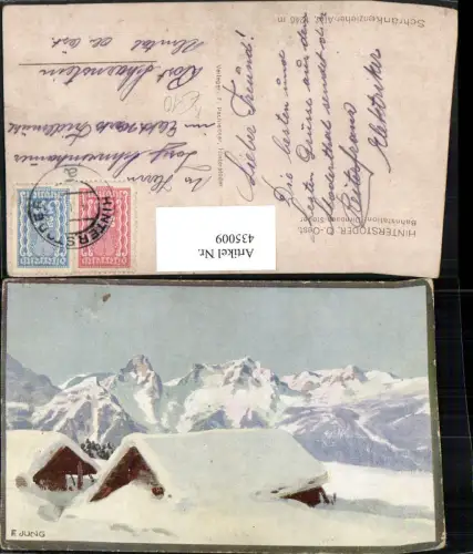 435009,Künstler AK Fr. Jung Hinsterstoder Schränkenzieher-Alp Bergkulisse