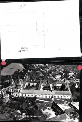 254723,St. Florian b. Linz Teilansicht Stift Kirche Fliegeraufnahme