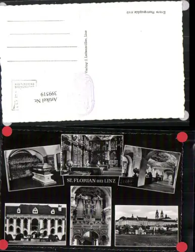399519,St. Florian b. Linz Stift Bibliothek Orgel Sarg Mehrbildkarte