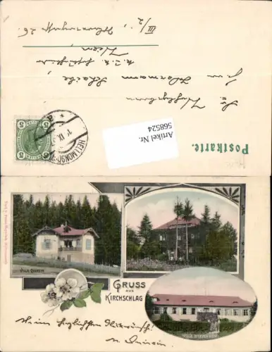 568524,tolle AK Gruss aus Kirchschlag bei Linz Villa Dierzer Zöpf Villa Quirein