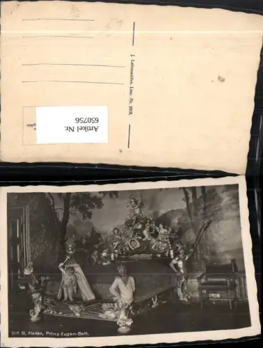650756,Foto Ak Stift St Florian b. Linz Prinz-Eugen-Bett Interieur