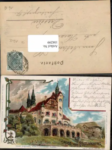 104299,Litho Gruss vom Pöstlingberg Linz a.d. Donau Philipp Kramer
