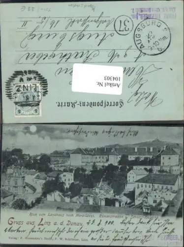 104303,Mond Litho Gruss aus Linz a.d. Donau Römerstrasse 1899