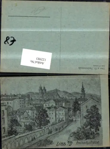 122983,Linz Freiheitsstrasse Bleistiftzeichnung