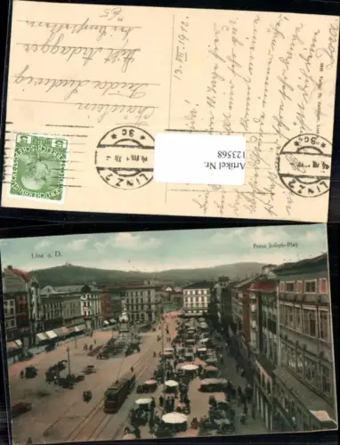 123568,Linz a.d. Donau Franz Josefs Platz Strassenbahn