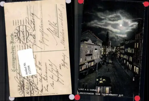 123594,Linz a.d. Donau Landstrasse Taubenmarkt Mond AK