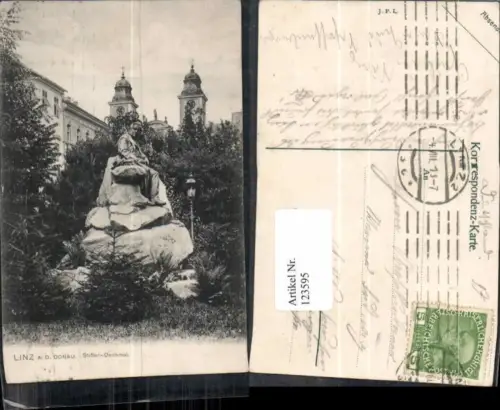 123595,Linz a.d. Donau Stifter Denkmal 1915