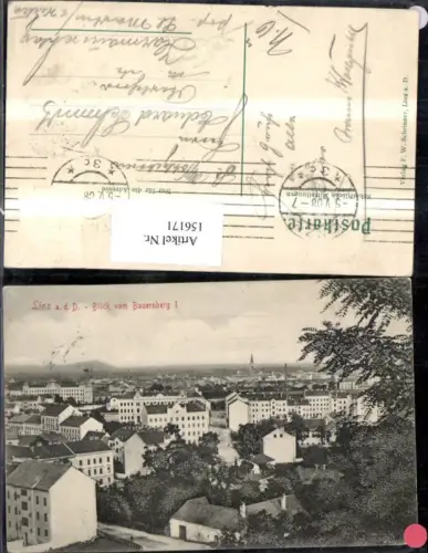 156171,Linz Blick v. Bauernberg I 1908