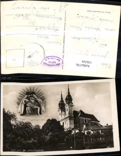 156244,Linz Fotomontage Pöstlingberg Ak m. Hl Maria u. Jesus Heiligenschein