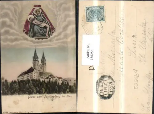 156256,Linz Pöstlingberg Fotomontage Hl Maria m. Jesus Heiligenschein 1903
