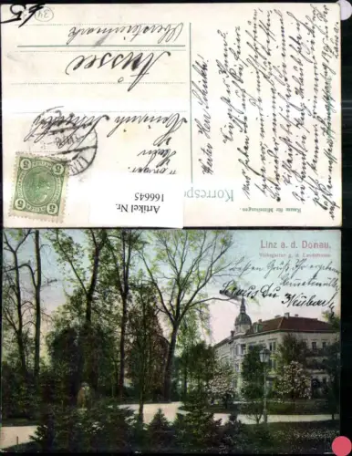 166645,Linz Volksgarten g. d. Landstrasse 1908