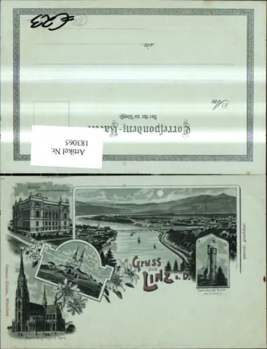 183065,Linz Litho Pöstlingberg Maria Empfängnis Dom b. Mondschein