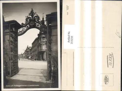 213235,Linz a. d. Donau Volksgartentor u. Landstraße Straßenansicht