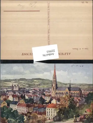 225915,Künstler AK Ruep Linz a. d. Donau Totale Dom Kirche