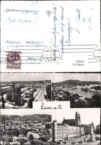 258076,Linz an d. Donau Totale Dreifaltigkeitssäule Kirche Mehrbildkarte