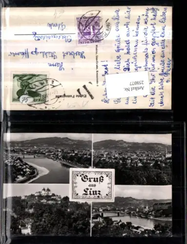 258077,Leporello Linz an d. Donau Totale Brücke Pöstlingberg Mehrbildkarte