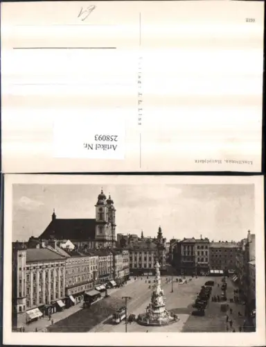 258093,Linz an d. Donau Hauptplatz Dreifaltigkeitssäule Kirche Geschäfte