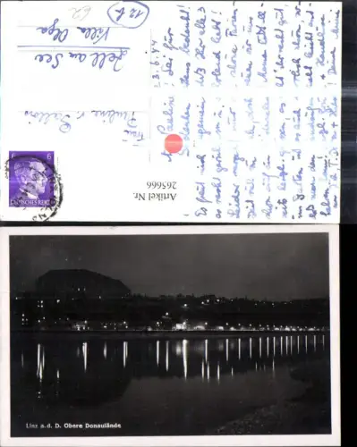 265666,Foto Ak Linz a. d. Donau Obere Donaulände b. Nacht