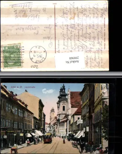298968,Linz an d. Donau Landstraße Straßenansicht Geschäfte Straßenbahn Kirche