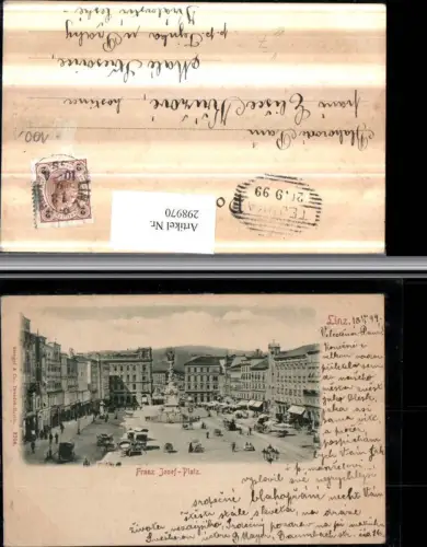 298970,Linz an d. Donau Franz Josef-Platz Pestsäule Geschäfte pub Stengel e Co 3708