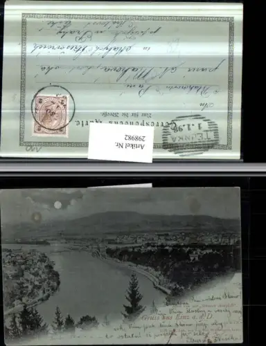 298982,Mond Litho AK Gruß aus Linz an d. Donau Totale