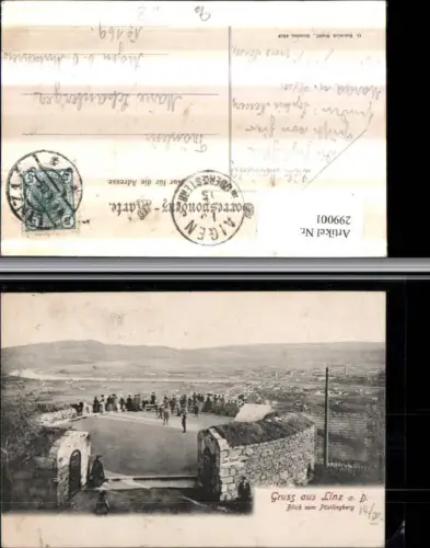 299001,Gruß aus Linz an d. Donau Blick vom Pöstlingberg Aussichtsplattform