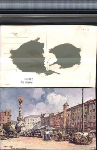 326584,Künstler AK Fritz Lach Linz an d. Donau Hauptplatz Markt Pestsäule pub B.K.W.I. 403euro4