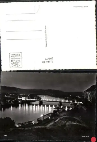 399470,Linz an d. Donau Teilansicht Brücke b. Nacht