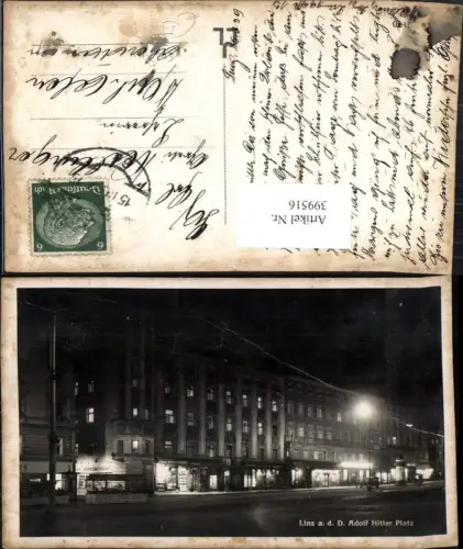 399516,Linz an d. Donau b. Nacht Hauptplatz Geschäfte