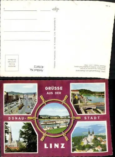 435072,Linz an d. Donau Hauptplatz Schloss Dom Dampfer Mehrbildkarte