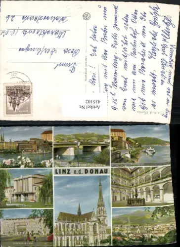 435102,Linz an d. Donau Totale Brücke Schiffsstation Bahnhof Dom Krankenhaus Mehrbildkarte