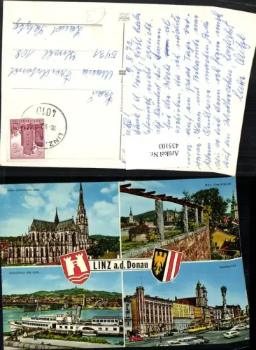 435103,Linz an d. Donau Dom Kirche Hauptplatz Dampfer Mehrbildkarte