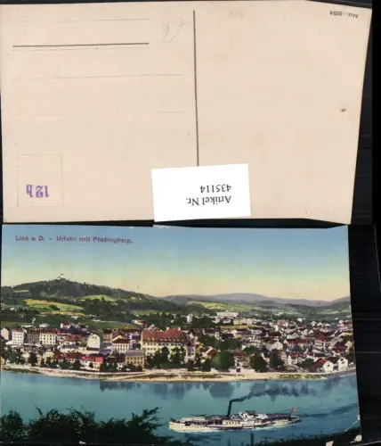 435114,Linz an d. Donau Urfahr Totale m. Pöstlingberg Dampfer