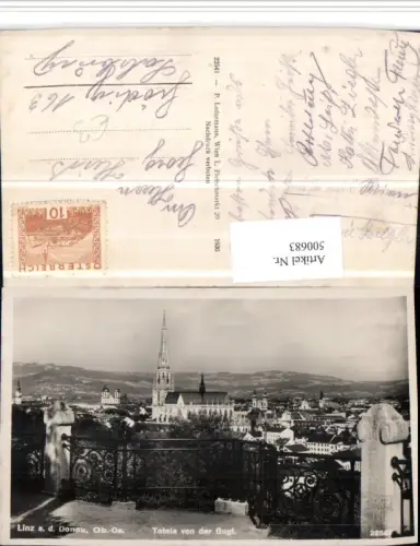 500683,Linz an d. Donau Teilansicht m. Dom Kirche von d. Gugl