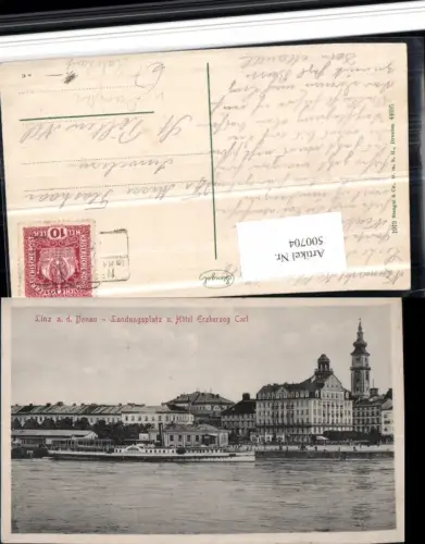 500704,Linz an d. Donau Teilansicht Landungsplatz Dampfer Habsburg