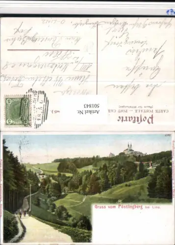 501843,Litho Gruß vom Pöstlingberg b. Linz