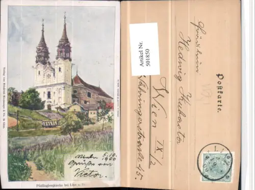 501850,Künstler Litho Linz an d. Donau Pöstlingberg Kirche