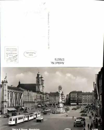 570573,Foto Ak Linz a. d. Donau Hauptplatz Straßenbahn Auto