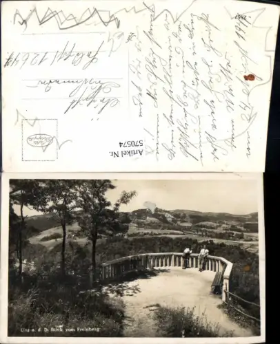 570574,Foto Ak Linz a. d. Donau Blick v. Freinberg