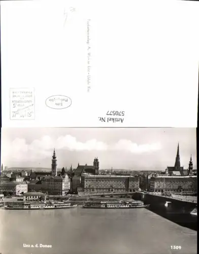 570577,Foto Ak Linz a. d. Donau Ansicht m. Dampfer Schiffe Brücke