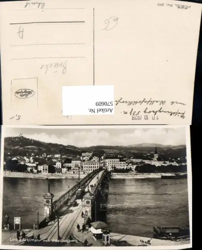 570609,Foto Ak Linz a. d. Donau Urfahr m. Pöstlingberg Brücke Straßenbahn
