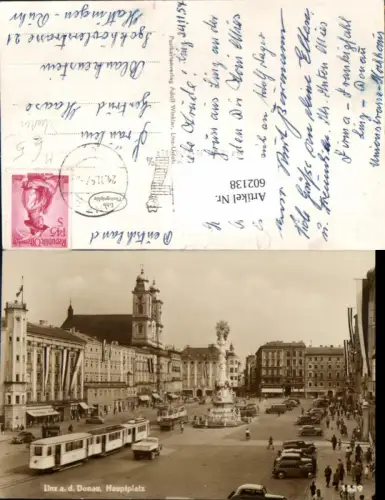 602138,Linz an der Donau Hauptplatz Straßenbahn Oldtimer Auto