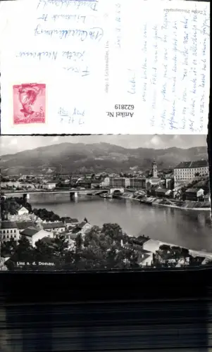 622819,Foto Ak Linz a. d. Donau Ansicht m. Brücke