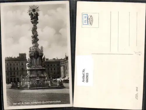 660903,Foto Ak Linz a. d. Donau Franz Josefsplatz Dreifaltigkeitssäule