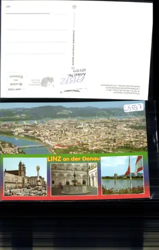 671372,Mehrbild Ak Linz a. d. Donau Ansicht Hauptplatz Brunnen Donauansicht